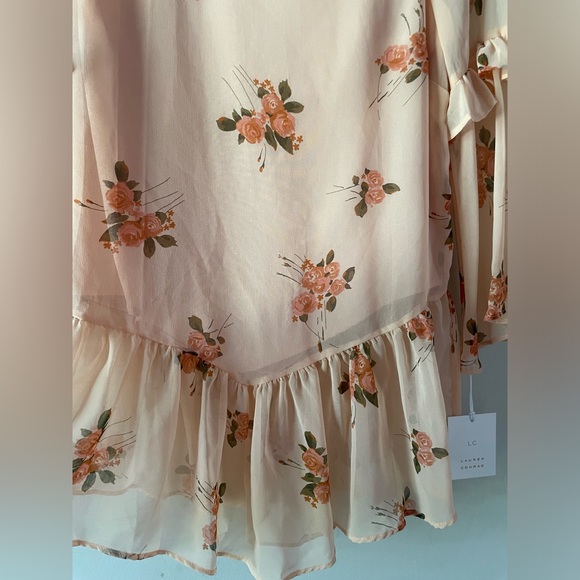 NWT Lauren Conrad rose peach floral flowy flutter sleeve spring cottagecore - Picture 4 of 7